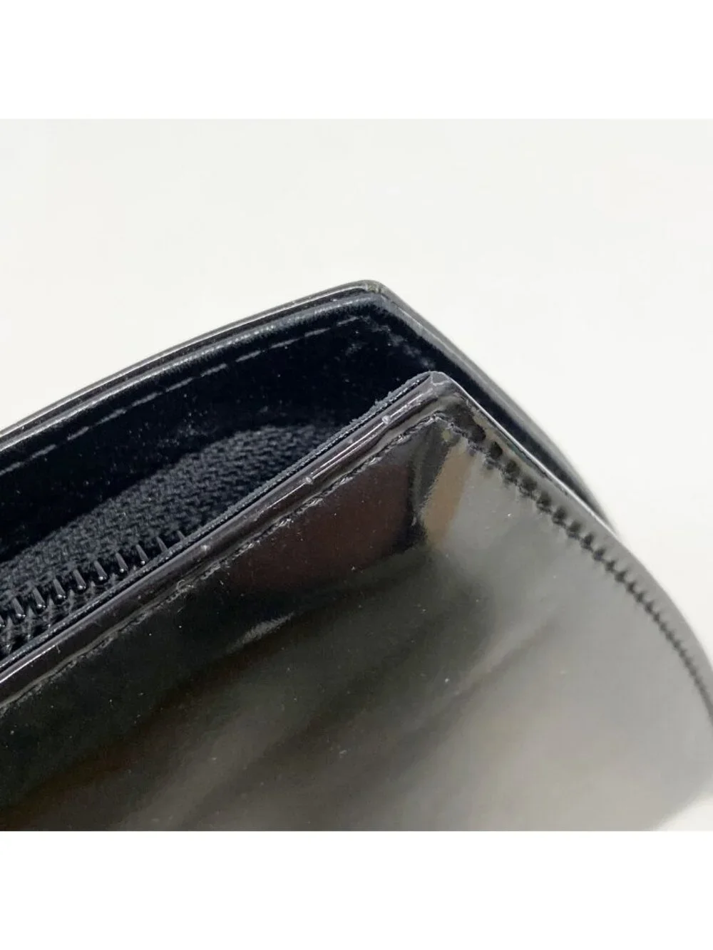 Chanel Wallet Patent Leather Black Silver